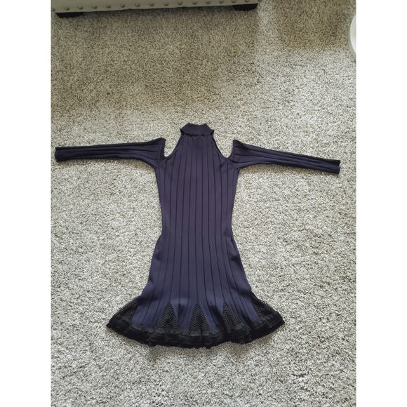 Jonathan Simkhai Blue Mock Neck Cutout  Accents Mini Dress M - Picture 6 of 14